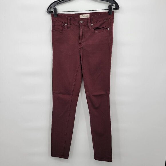 Madewell Women Red 9" High Riser Skinny Skinny Sateen Jeans Size 26 - Picture 3 of 15